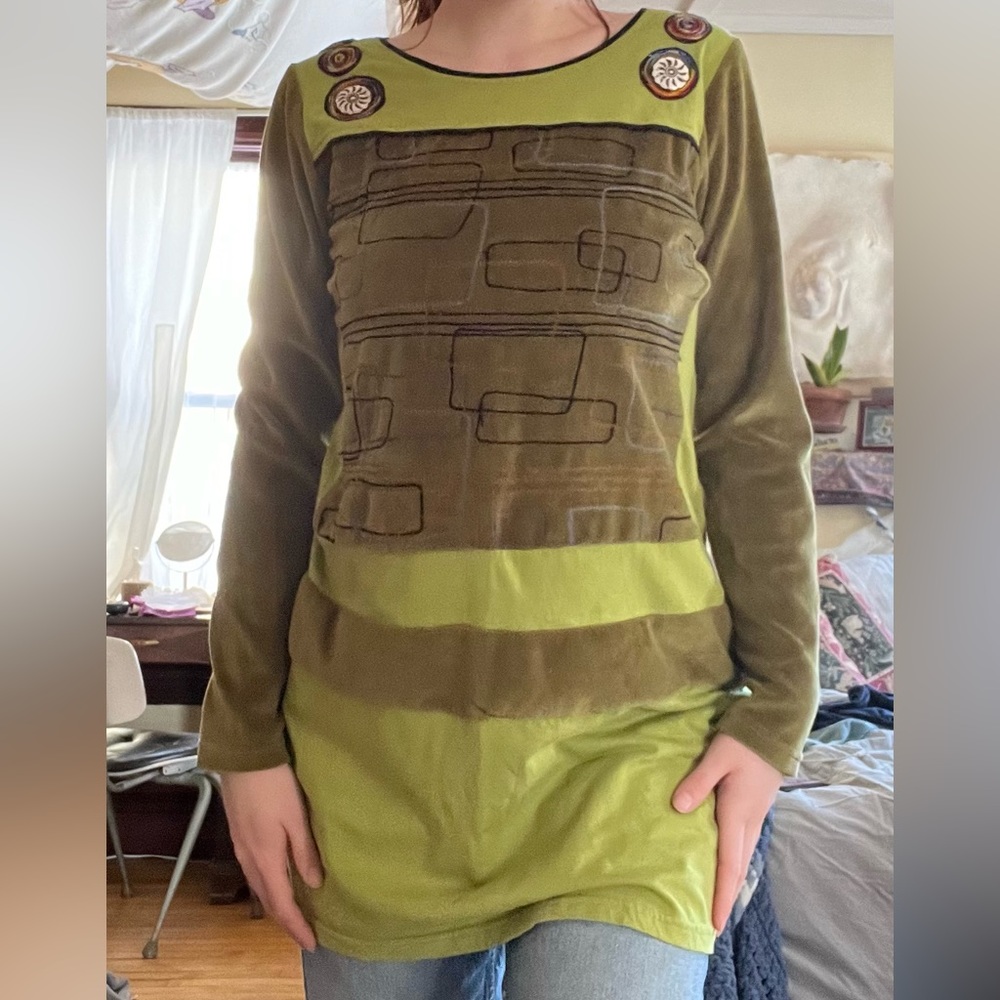 earthy green long sleeve dress